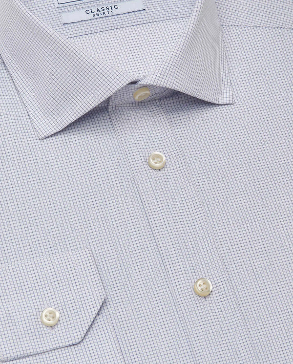 Men’s Slim Fit Checked Shirt – Blue | 100% Cotton | Classic Full Sleeves