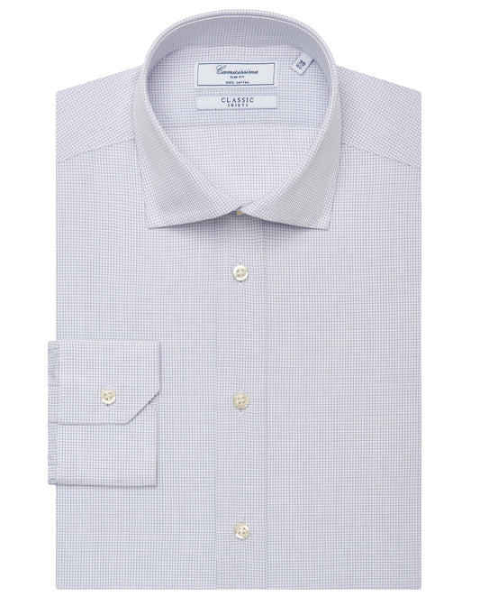 Camicissima Men’s Slim Fit Checked Shirt – Blue | 100% Cotton | Classic Full Sleeves