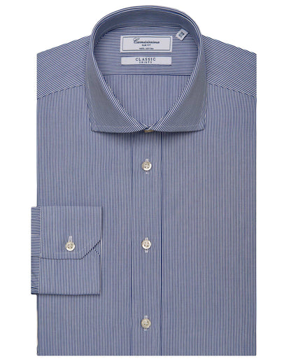 Men’s Slim Fit Striped Shirt – Blue | 100% Cotton | Classic Full Sleeves