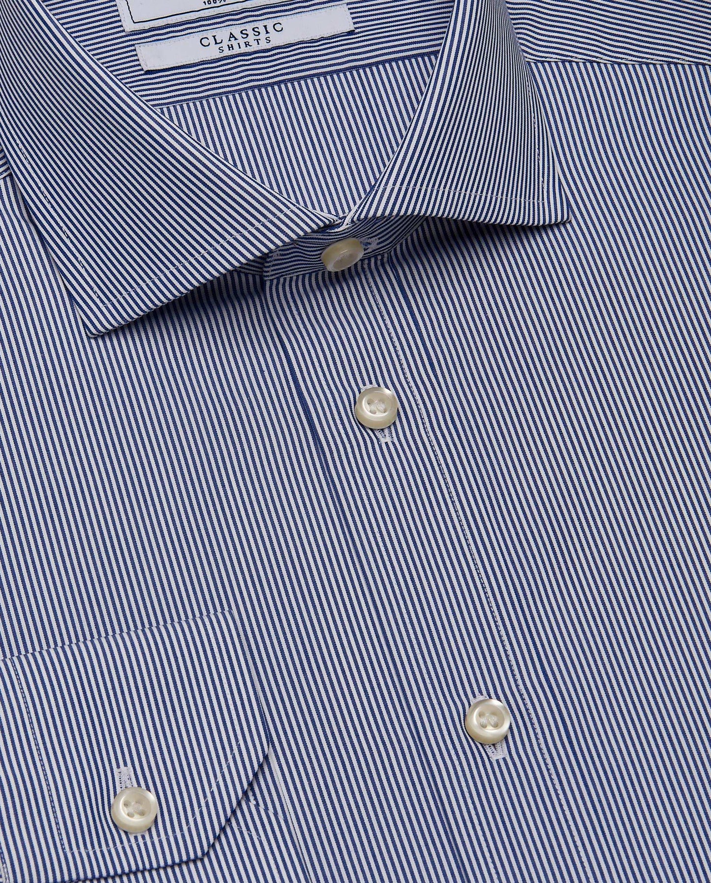 Men’s Slim Fit Striped Shirt – Blue | 100% Cotton | Classic Full Sleeves