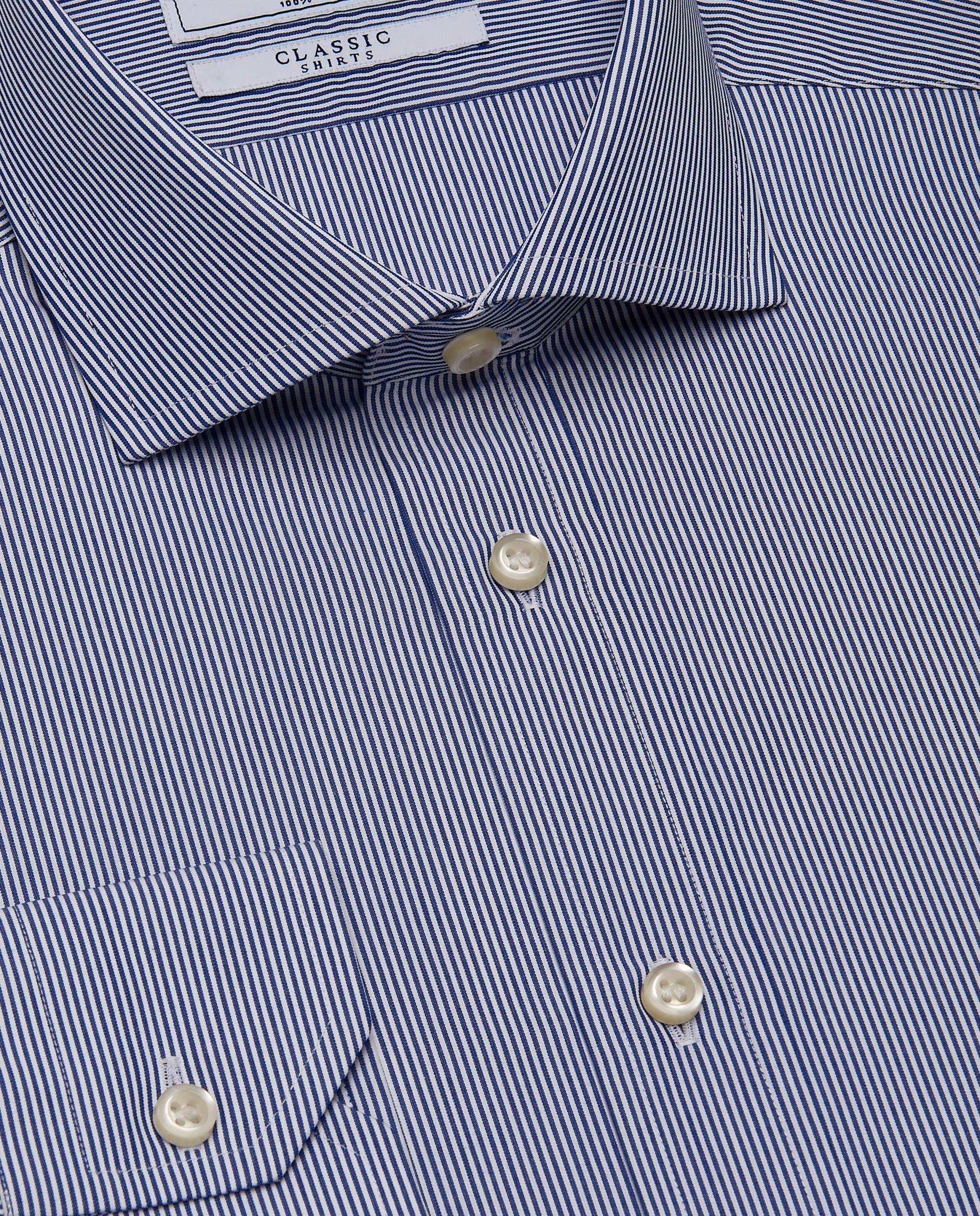 Men’s Slim Fit Striped Shirt – Blue | 100% Cotton | Classic Full Sleeves