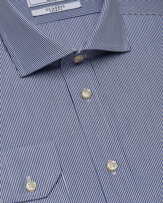 Men’s Slim Fit Striped Shirt – Blue | 100% Cotton | Classic Full Sleeves