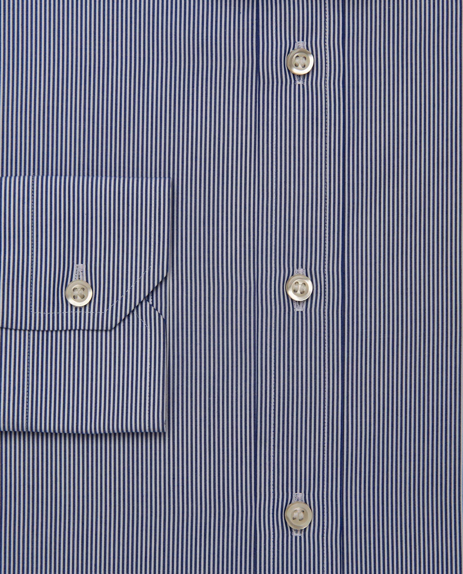 Men’s Slim Fit Striped Shirt – Blue | 100% Cotton | Classic Full Sleeves