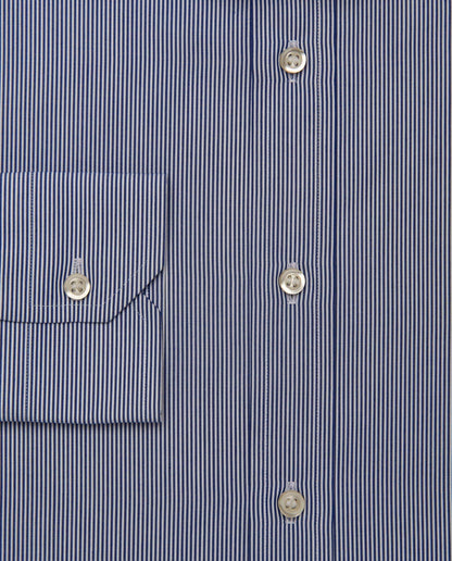Men’s Slim Fit Striped Shirt – Blue | 100% Cotton | Classic Full Sleeves