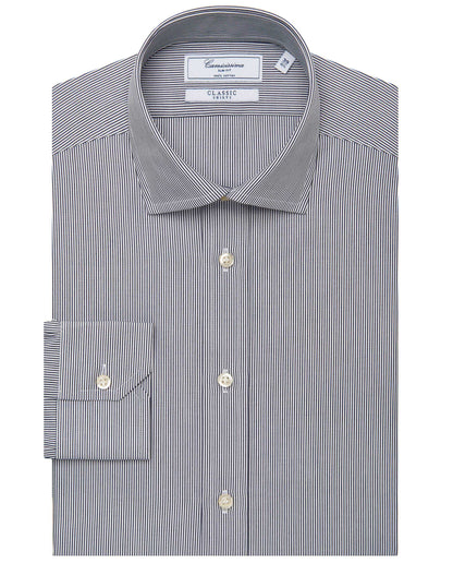 Men’s Slim Fit Striped Shirt – Blue Navy | 100% Cotton | Classic Full Sleeves