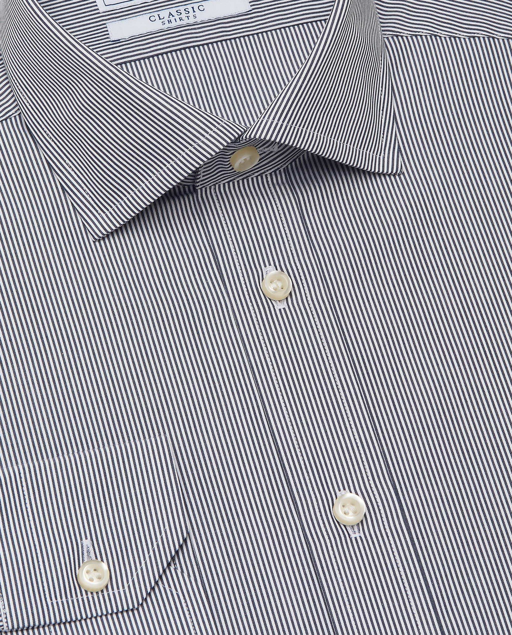 Men’s Slim Fit Striped Shirt – Blue Navy | 100% Cotton | Classic Full Sleeves