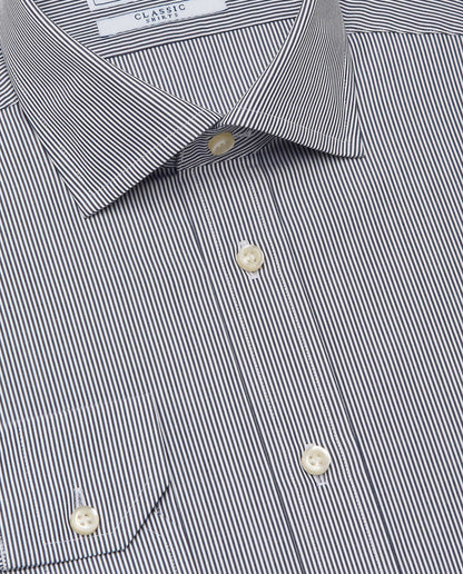 Men’s Slim Fit Striped Shirt – Blue Navy | 100% Cotton | Classic Full Sleeves