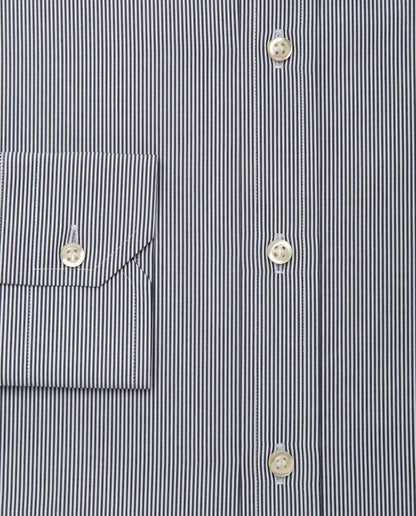 Men’s Slim Fit Striped Shirt – Blue Navy | 100% Cotton | Classic Full Sleeves