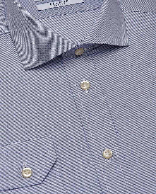 Men’s Slim Fit Striped Shirt – Blue | 100% Cotton | Classic Full Sleeves