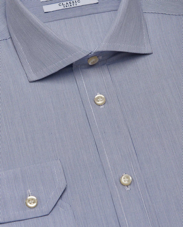 Men’s Slim Fit Striped Shirt – Blue | 100% Cotton | Classic Full Sleeves
