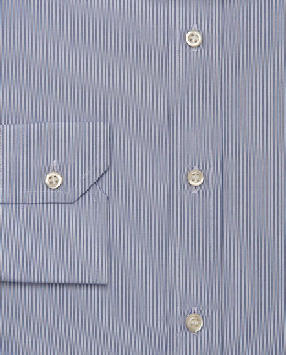 Men’s Slim Fit Striped Shirt – Blue | 100% Cotton | Classic Full Sleeves