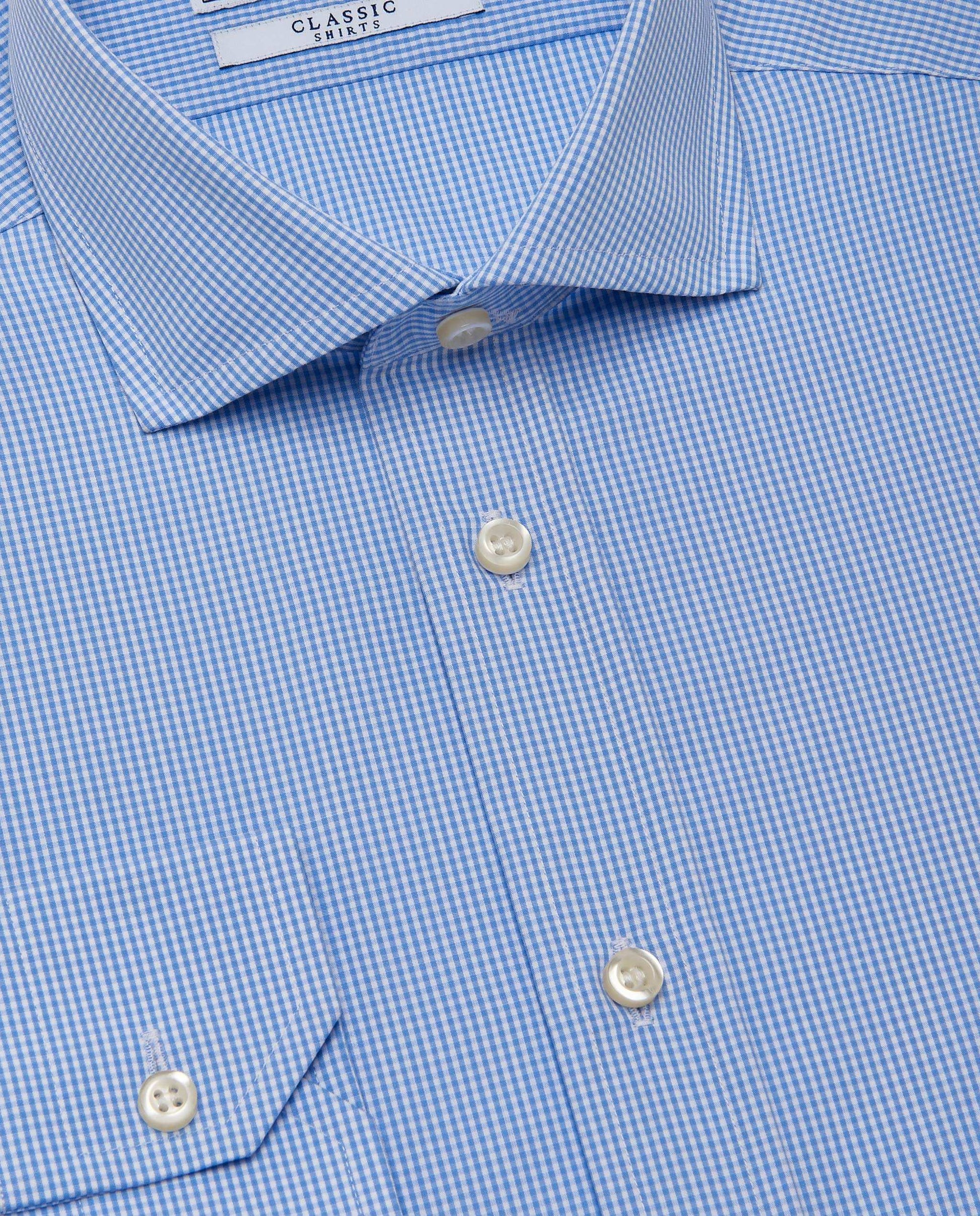 Men’s Slim Fit Checked Shirt – Light Blue | 100% Cotton | Classic Full Sleeves