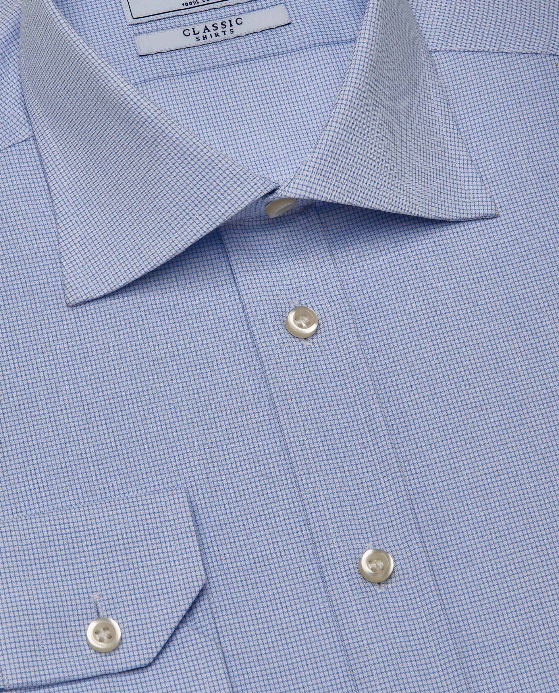 Men’s Slim Fit Checked Shirt – Light Blue | 100% Cotton | Classic Full Sleeves