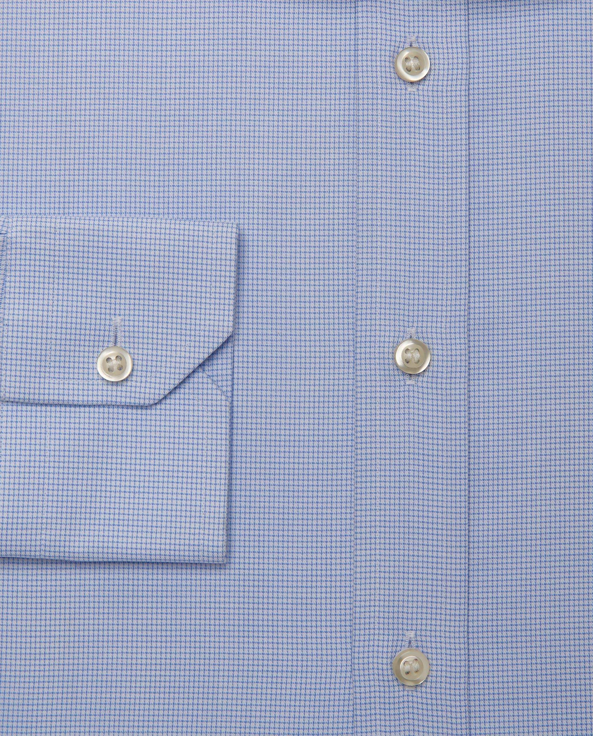 Men’s Slim Fit Checked Shirt – Light Blue | 100% Cotton | Classic Full Sleeves