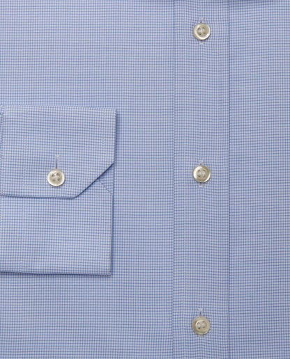 Men’s Slim Fit Checked Shirt – Light Blue | 100% Cotton | Classic Full Sleeves