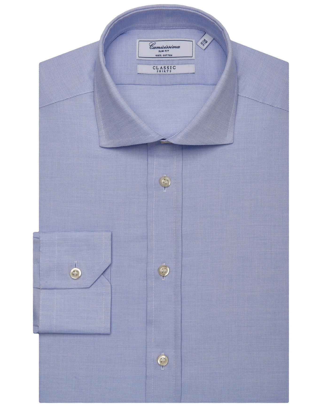 Camicissima Men’s Slim Fit Light Blue Dobby Shirt | 100% Cotton | Classic Style