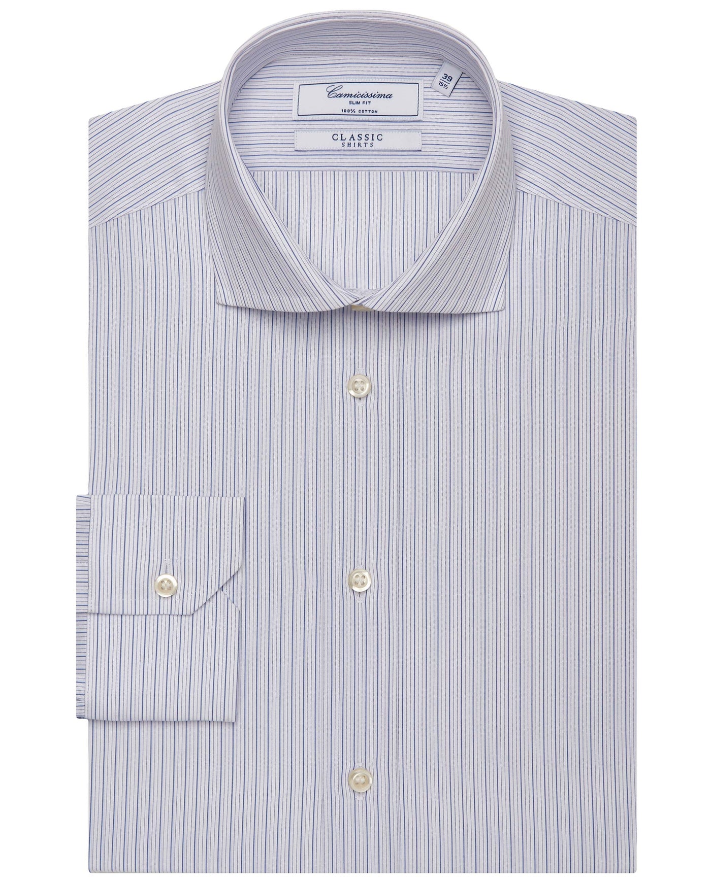 Camicissima Men’s Slim Fit Striped Shirt – 100% Cotton | Classic Full Sleeves