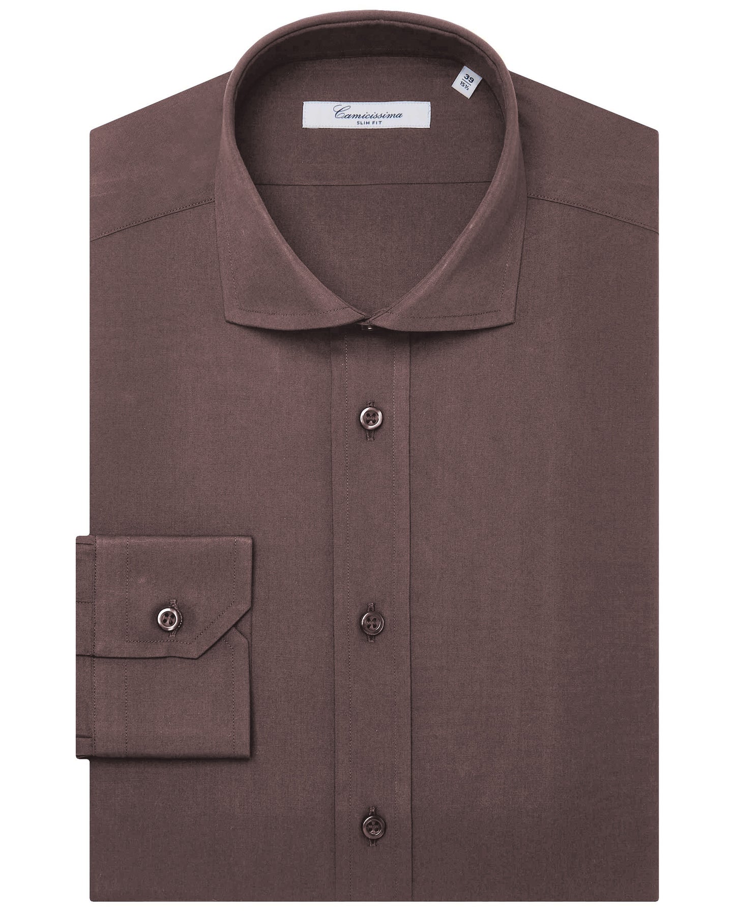 Camicissima Men’s Slim Fit Plain Shirt – Dark Brown | 100% Cotton | Fancy Full Sleeves