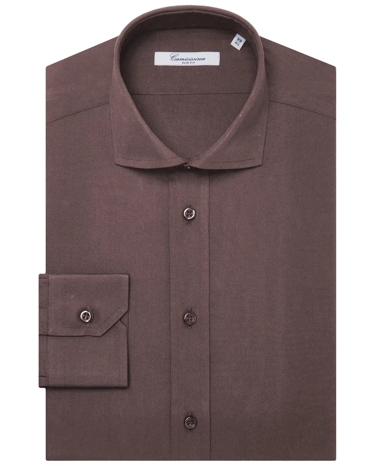 Camicissima Men’s Slim Fit Plain Shirt – Dark Brown | 100% Cotton | Fancy Full Sleeves