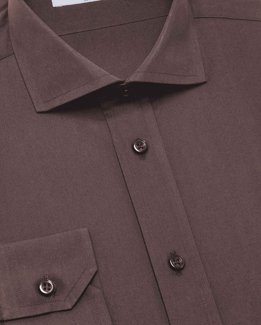 Camicissima Men’s Slim Fit Plain Shirt – Dark Brown | 100% Cotton | Fancy Full Sleeves
