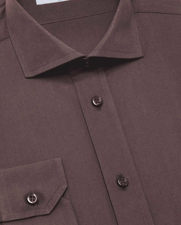 Camicissima Men’s Slim Fit Plain Shirt – Dark Brown | 100% Cotton | Fancy Full Sleeves
