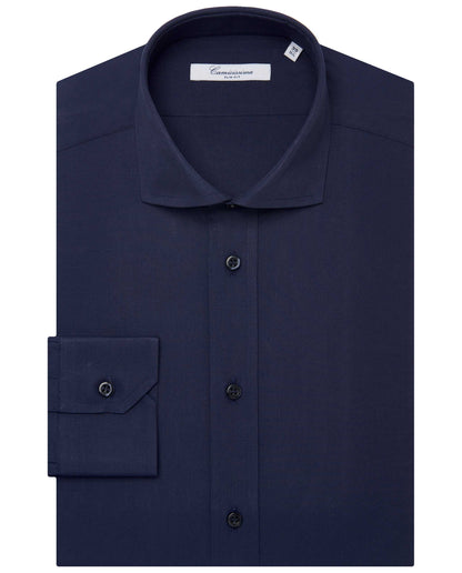 Camicissima Men’s Slim Fit Plain Shirt – Dark Blue | 100% Cotton | Fancy Full Sleeves