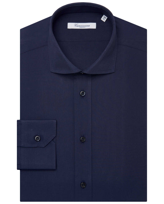 Camicissima Men’s Slim Fit Plain Shirt – Dark Blue | 100% Cotton | Fancy Full Sleeves