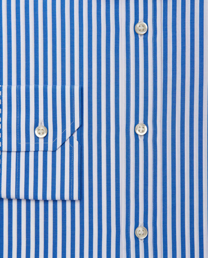 Men’s Slim Fit Striped Shirt – Blue | Fancy Full Sleeves | 100% Cotton