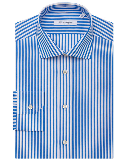 Camicissima Men’s Slim Fit Striped Shirt – Blue | Fancy Full Sleeves | 100% Cotton