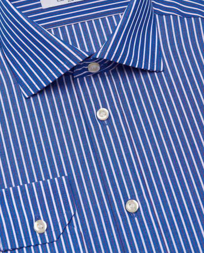 Men’s Slim Fit Striped Shirt – Dark Blue | Fancy Full Sleeves | 100% Cotton