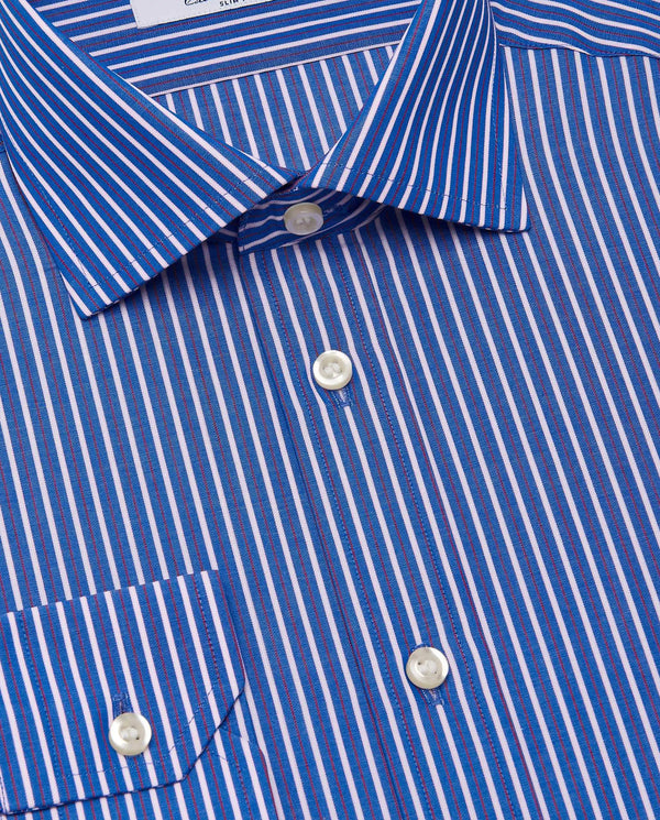Men’s Slim Fit Striped Shirt – Dark Blue | Fancy Full Sleeves | 100% Cotton