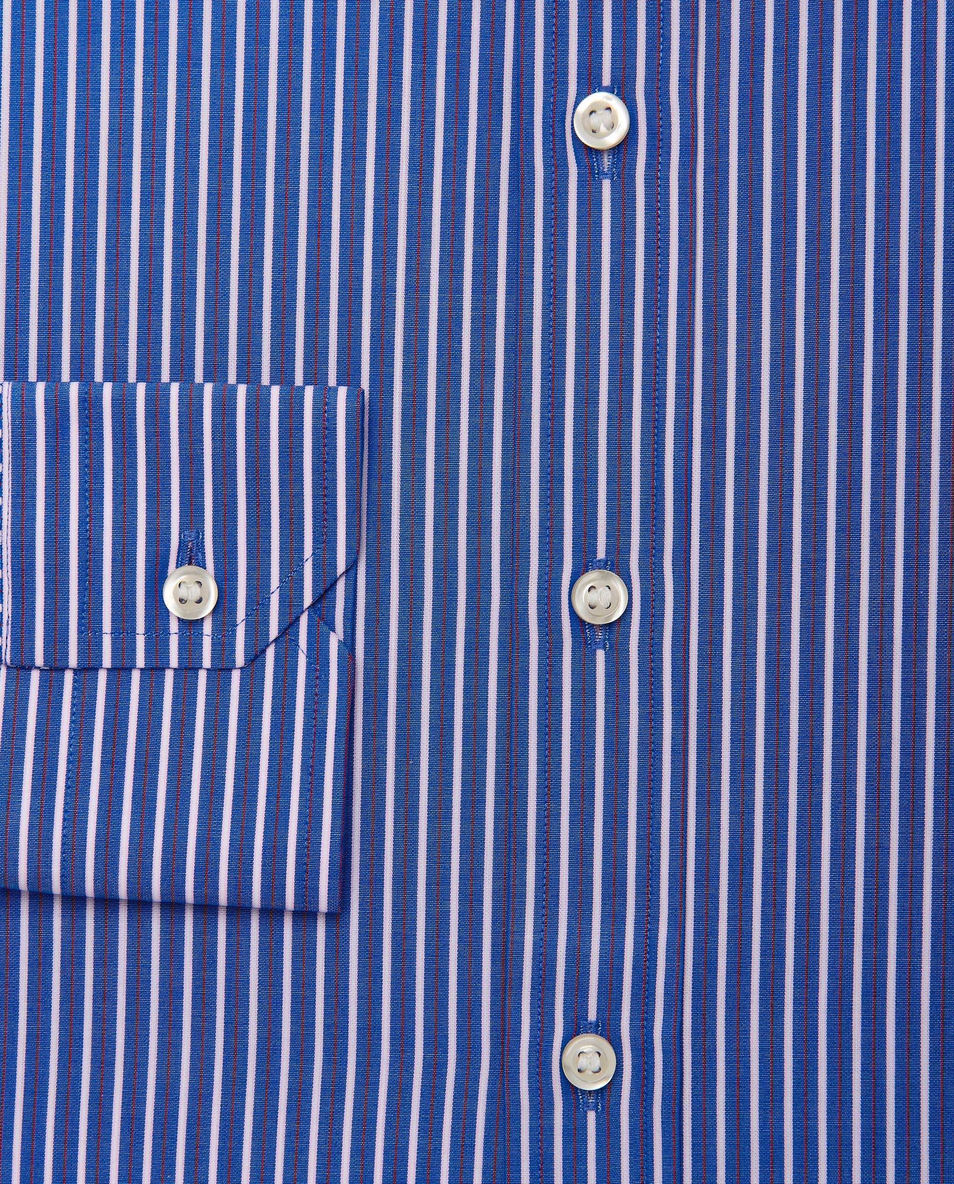 Men’s Slim Fit Striped Shirt – Dark Blue | Fancy Full Sleeves | 100% Cotton