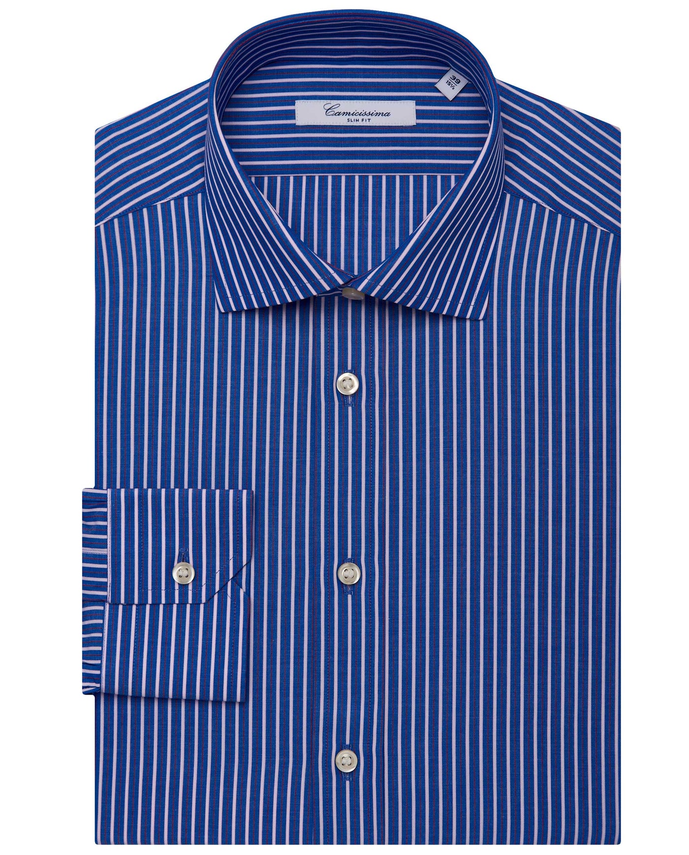 Camicissima Men’s Slim Fit Striped Shirt – Dark Blue | Fancy Full Sleeves | 100% Cotton