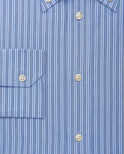 Men’s Slim Fit Button Down Striped Shirt – Blue | Fancy Full Sleeves | 100% Cotton