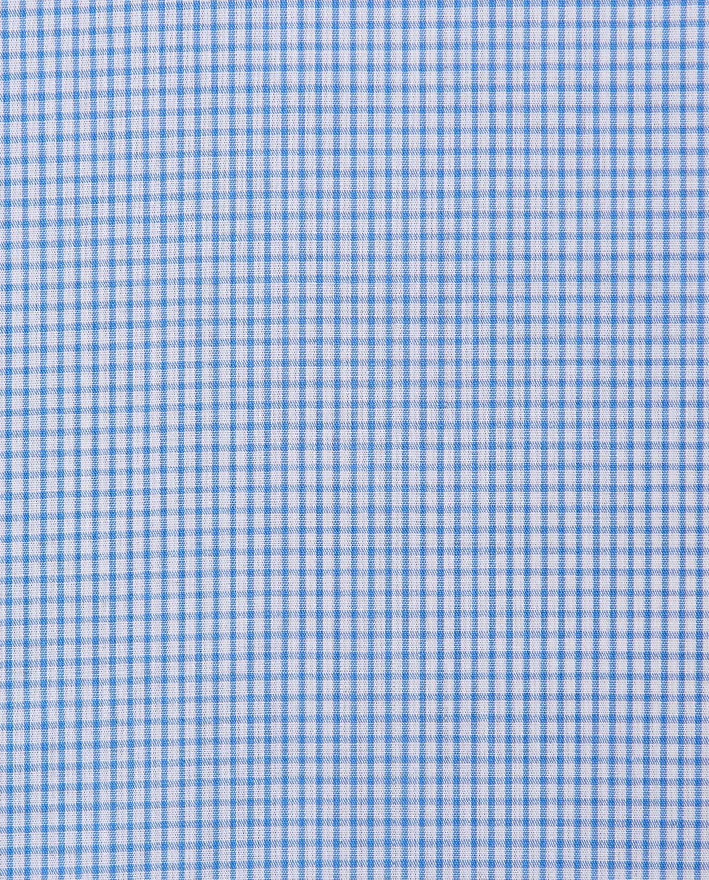 Men’s Slim Fit Checked Shirt – Light Blue | 100% Cotton | Classic Full Sleeves