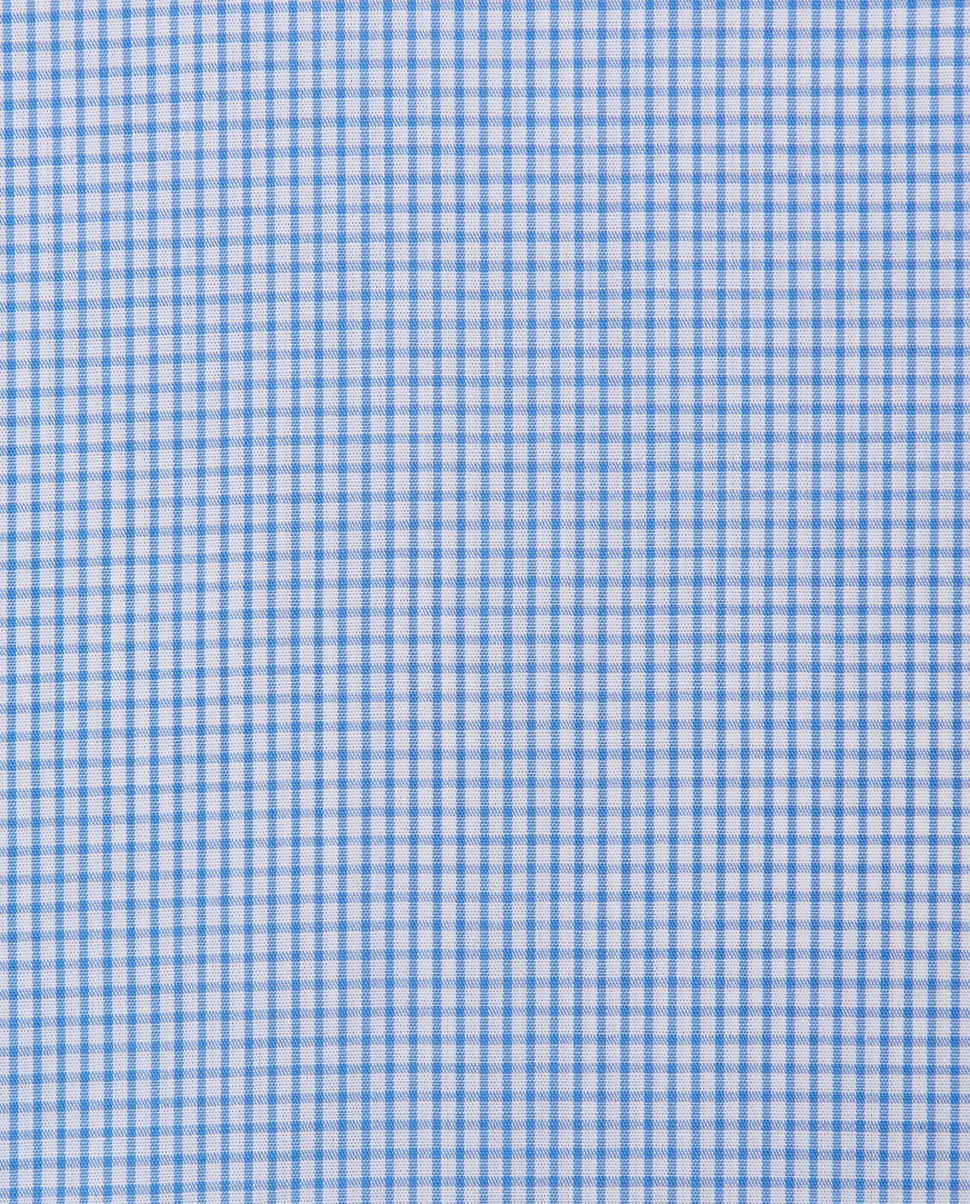 Men’s Slim Fit Checked Shirt – Light Blue | 100% Cotton | Classic Full Sleeves
