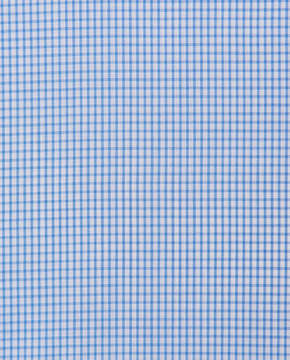 Men’s Slim Fit Checked Shirt – Light Blue | 100% Cotton | Classic Full Sleeves