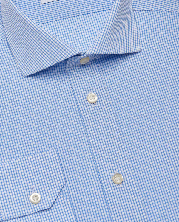 Camicissima Men’s Slim Fit Checked Light Blue Shirt – 100% Cotton | Classic Full Sleeves