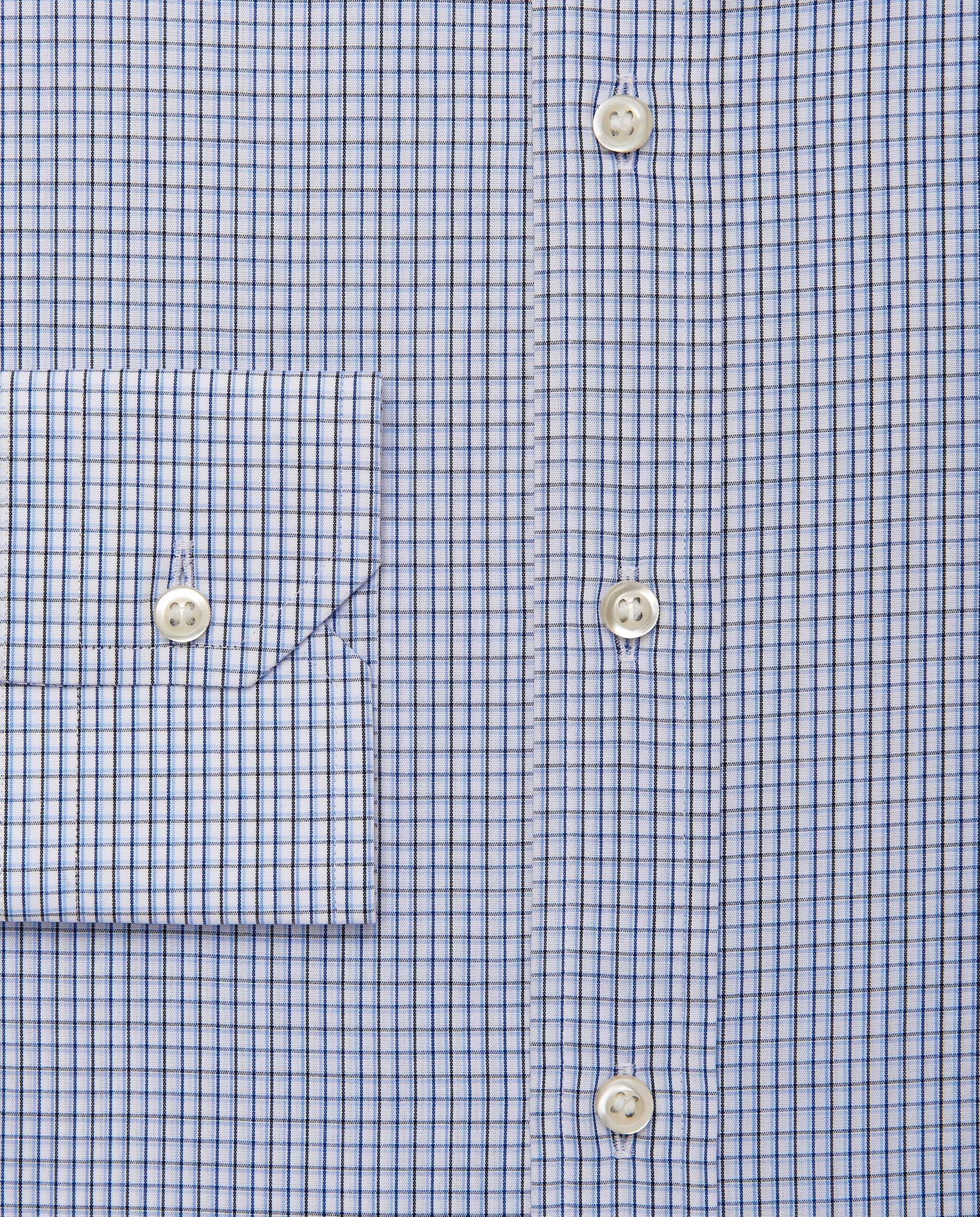 Men’s Slim Fit Checked Shirt – Blue | 100% Cotton | Fancy Full Sleeves