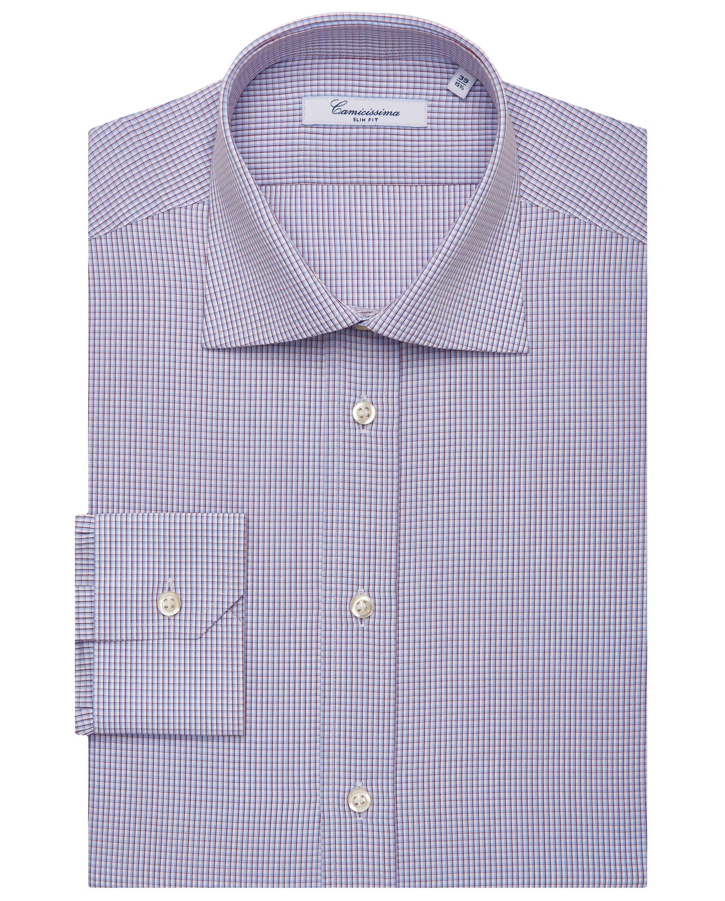 Camicissima Men’s Slim Fit Checked Shirt – Red | 100% Cotton | Fancy Full Sleeves