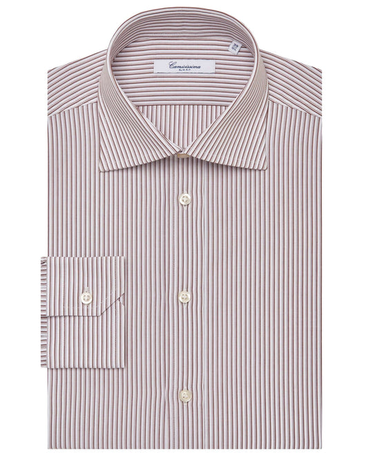 Men’s Slim Fit Striped Shirt – Dark Brown | Fancy Full Sleeves | 100% Cotton