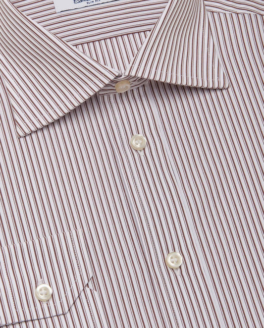 Camicissima Men’s Slim Fit Striped Shirt – Dark Brown | Fancy Full Sleeves | 100% Cotton
