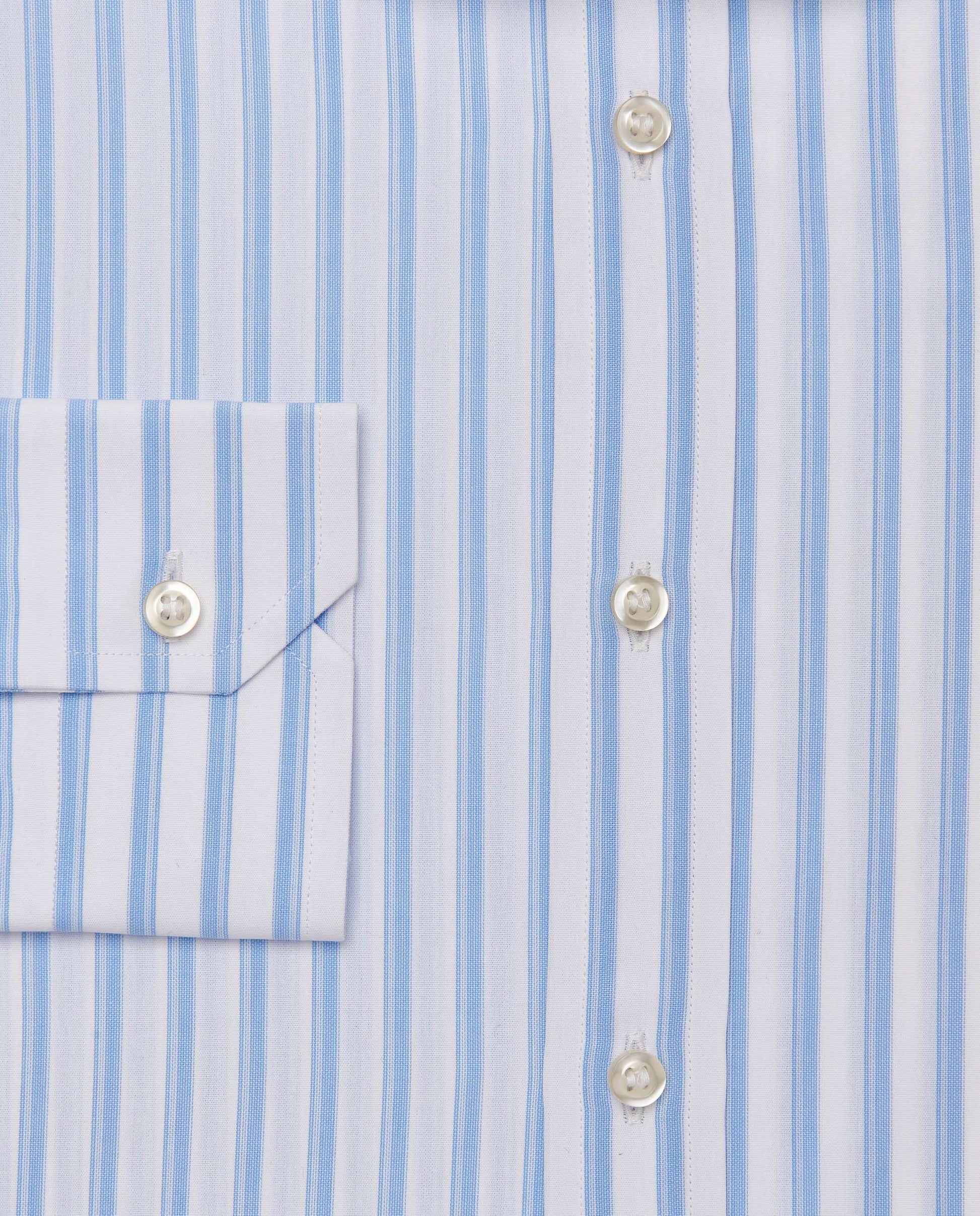 Men’s Slim Fit Striped Shirt – Light Blue | Fancy Full Sleeves | 100% Cotton