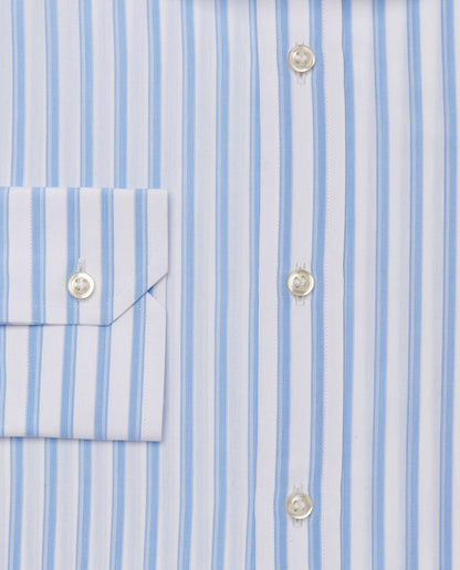 Men’s Slim Fit Striped Shirt – Light Blue | Fancy Full Sleeves | 100% Cotton