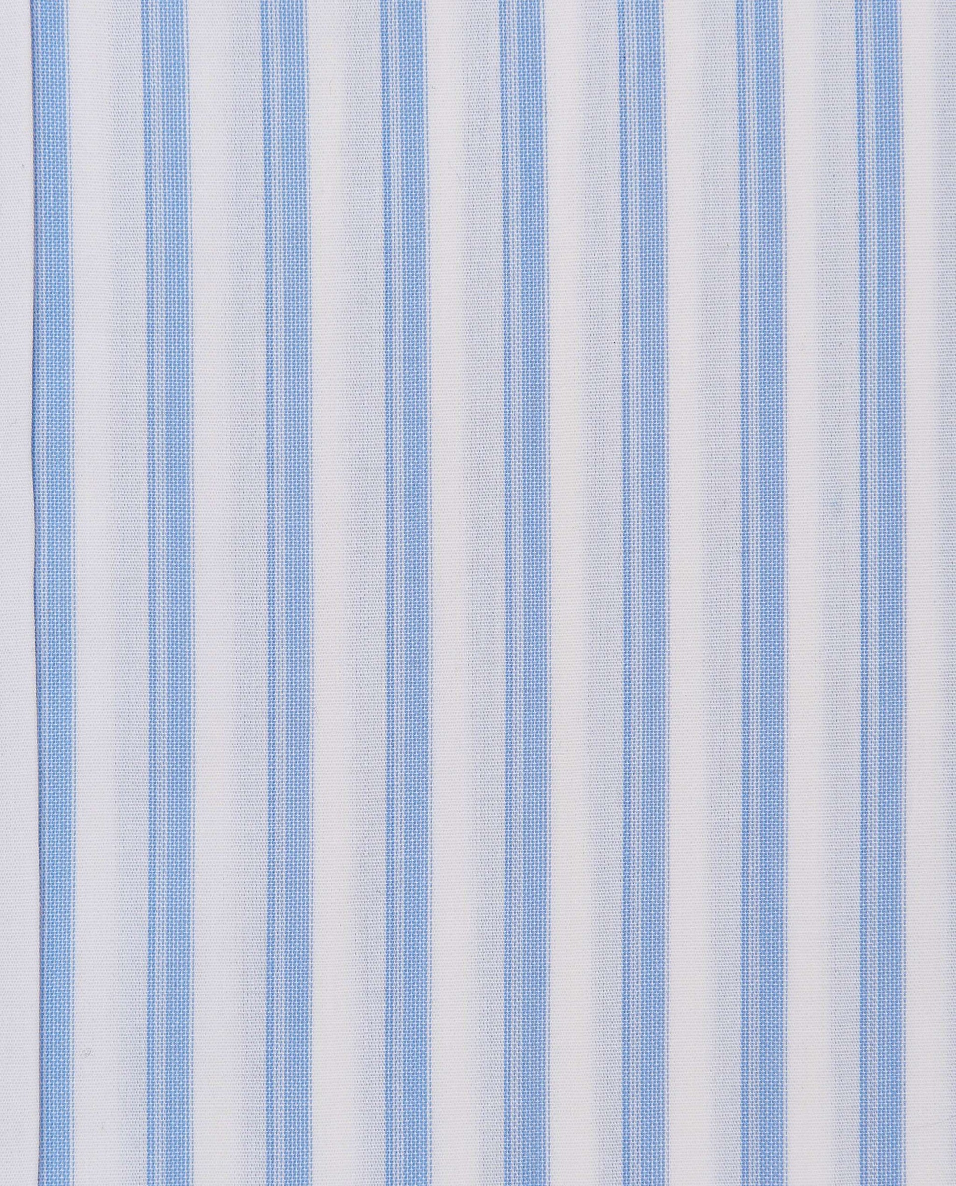 Men’s Slim Fit Striped Shirt – Light Blue | Fancy Full Sleeves | 100% Cotton