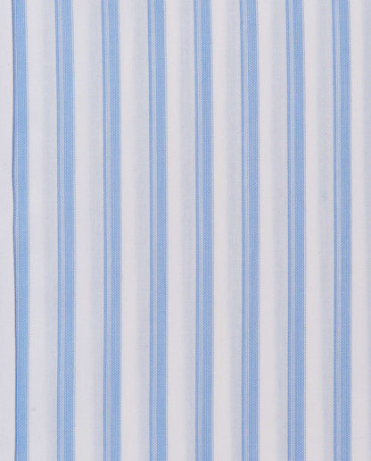 Men’s Slim Fit Striped Shirt – Light Blue | Fancy Full Sleeves | 100% Cotton