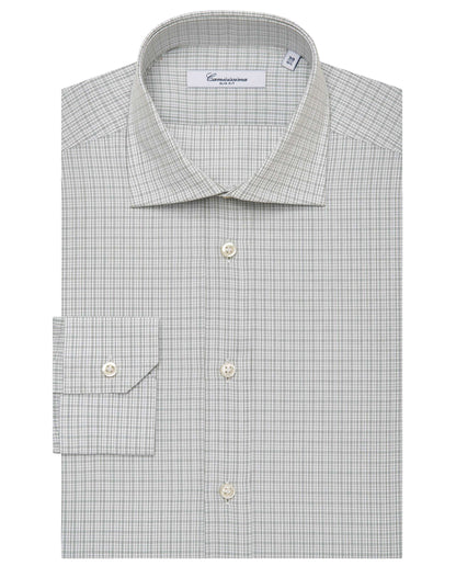 Men’s Slim Fit Checked Shirt – Military Green | 100% Cotton | Fancy Full Sleeves