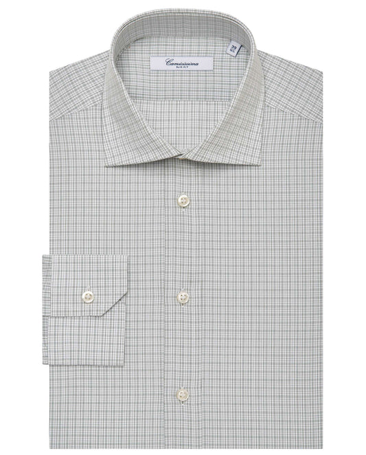 Men’s Slim Fit Checked Shirt – Military Green | 100% Cotton | Fancy Full Sleeves