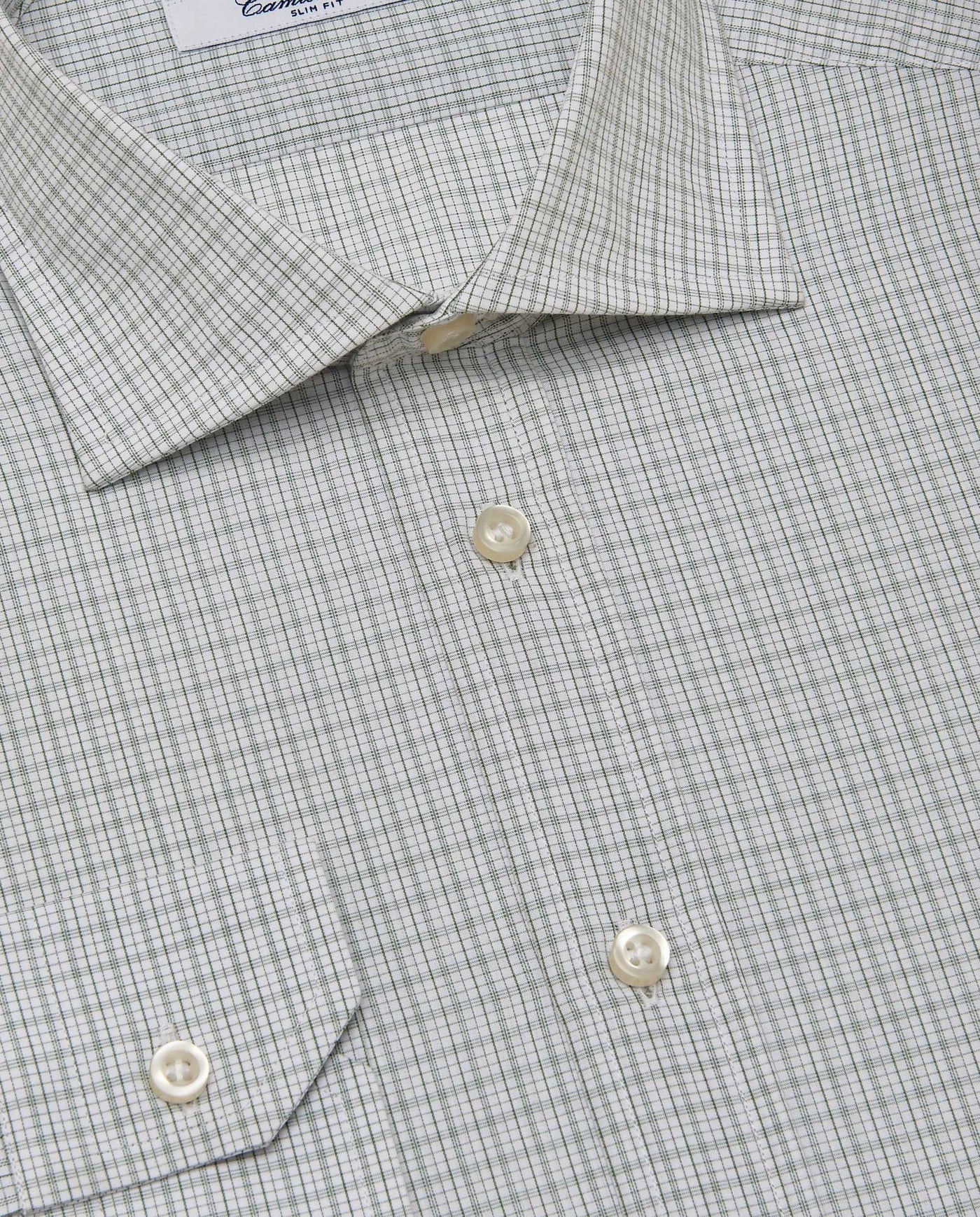 Camicissima Men’s Slim Fit Checked Shirt – Military Green | 100% Cotton | Fancy Full Sleeves