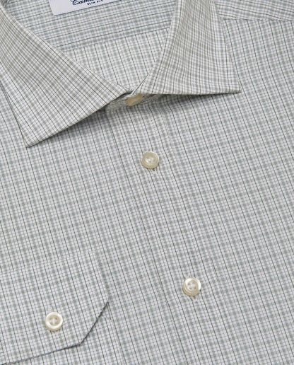 Camicissima Men’s Slim Fit Checked Shirt – Military Green | 100% Cotton | Fancy Full Sleeves